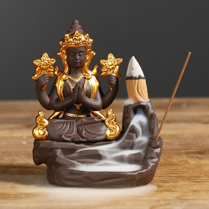 Buddha Stones Brûleur d'encens de guérison tibétain Bouddha Décoration