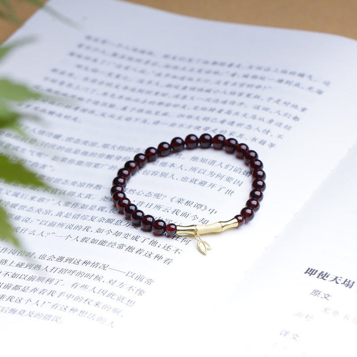 Bracelet de protection en bambou et grenat naturel en argent sterling 925 plaqué or et cuivre 14 carats avec Buddha Stones - image 4