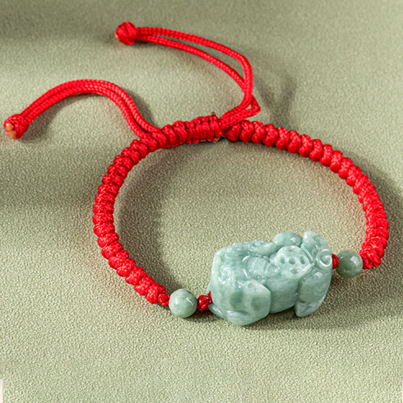 Bracelet tressé en jade naturel fait main avec Buddha Stones et protection PiXiu King Kong