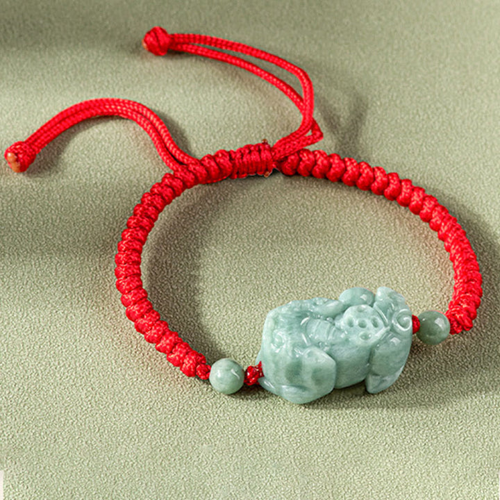 Bracelet tressé en jade naturel fait main avec Buddha Stones et protection PiXiu King Kong