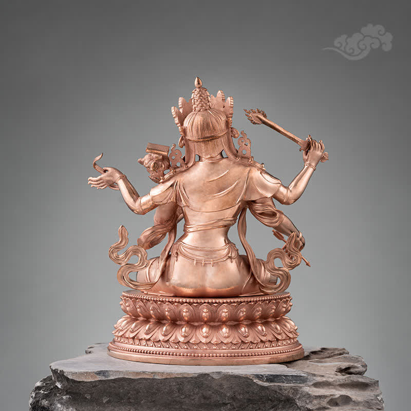 Figurine de Bodhisattva Manjusri à quatre bras Sérénité Statue en cuivre Décoration