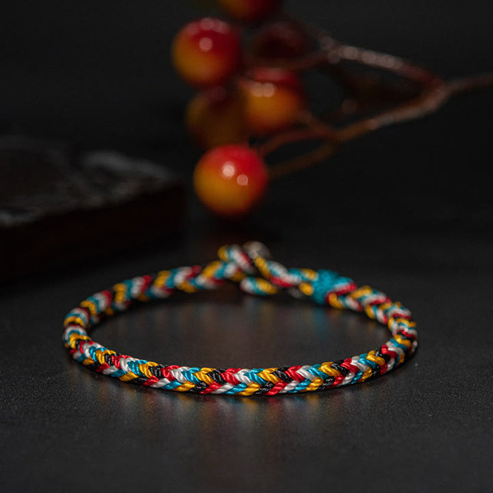 Bracelet tressé de protection en fil de cinq couleurs fait main avec Buddha Stones au Tibet - image 6