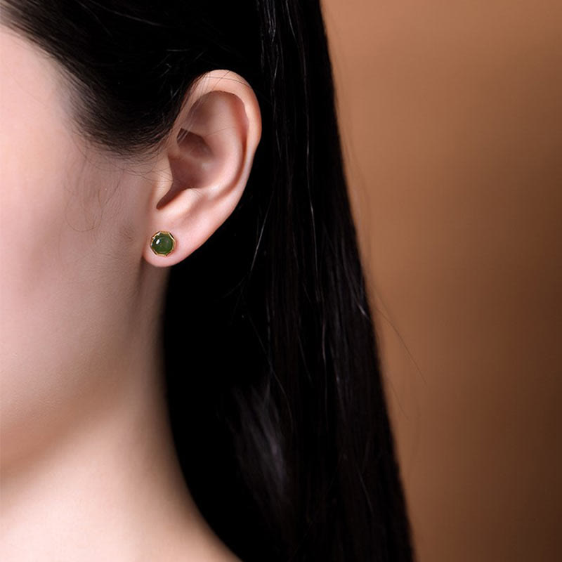 Buddha Stones à tige en argent sterling 925 plaqué or avec perles de jade cyan Hetian naturelles - image 6