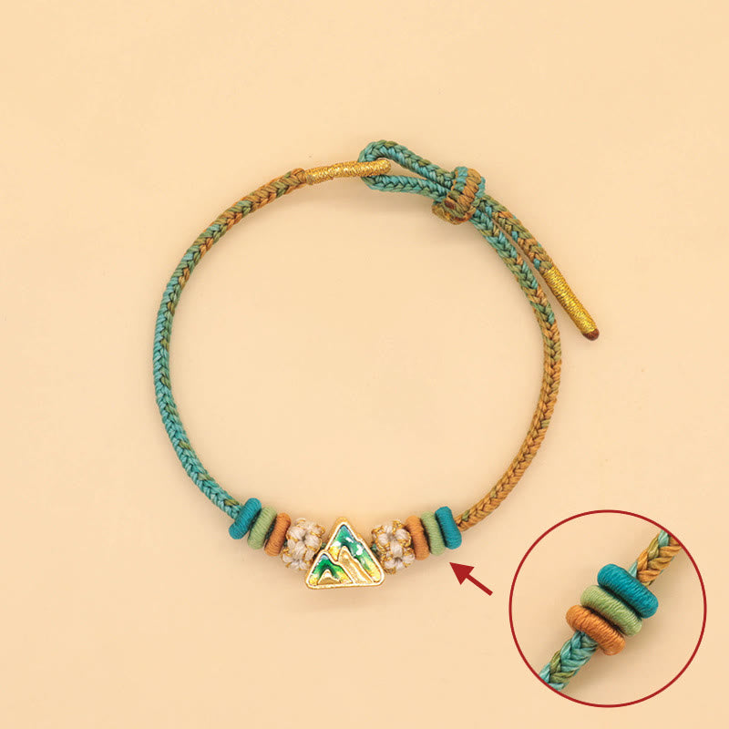 Bracelet tressé fait main en corde porte-bonheur avec nœud de paix à huit fils et nœud de fleur de pêcher en Buddha Stones - image 13