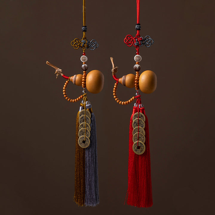 Buddha Stones Feng Shui Gourde Nœud chinois Pièces porte-bonheur Cinq empereurs Argent Richesse Glands Décoration - image 19