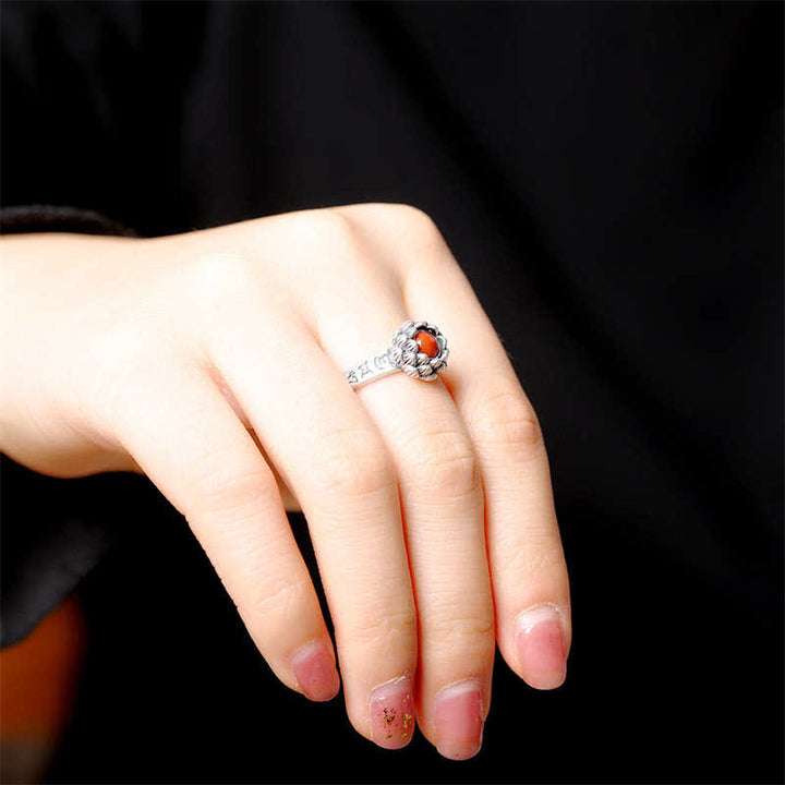 Bague de bénédiction de confiance en agate rouge lotus en argent sterling 925 de Buddha Stones - image 4