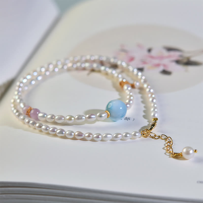 Collier Buddha Stones Argent Sterling 925 pendentif perle naturelle Larimar sincérité