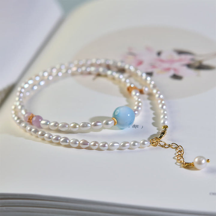 Collier Buddha Stones Argent Sterling 925 pendentif perle naturelle Larimar sincérité
