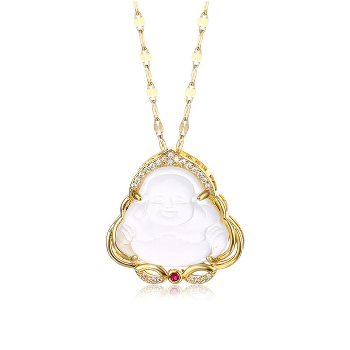 Collier de paix Bouddha rieur naturel en Buddha Stones - image 7