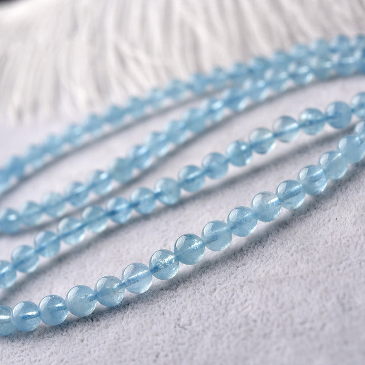 Bracelet de guérison de la paix en aigue-marine naturelle de Buddha Stones