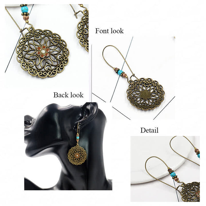 Boucles d'oreilles pendantes porte-bonheur à motif de fleurs rondes
