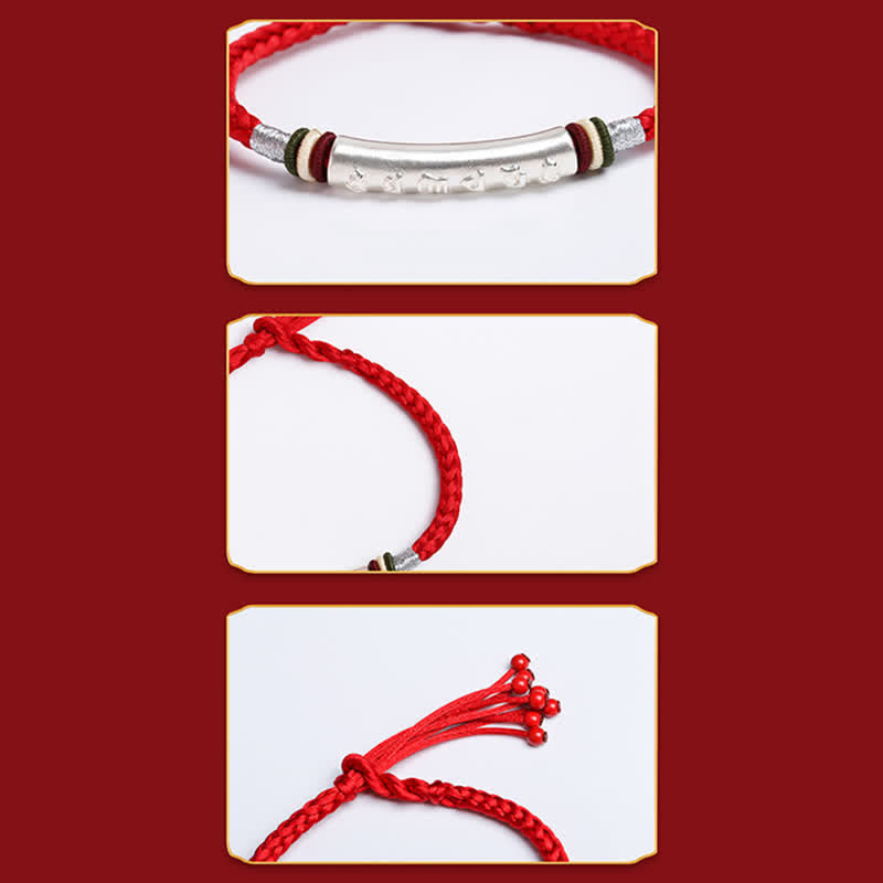 Bracelet en argent sterling 999 avec Buddha Stones Om Mani Padme Hum et force de protection