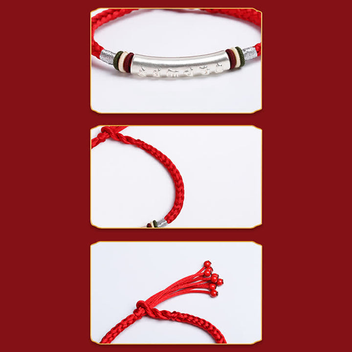 Bracelet en argent sterling 999 avec Buddha Stones Om Mani Padme Hum et force de protection