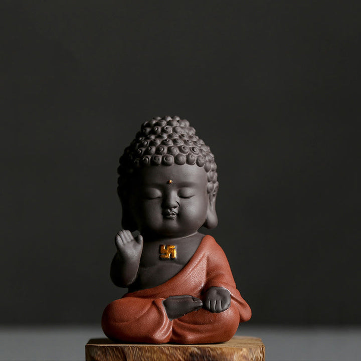 Buddha Stones Petit Bouddha Sérénité Argile violette Décoration de bureau à domicile - Bouddha rouge - image 2