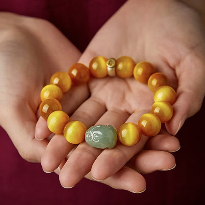 Bracelet de protection en jade Pixiu œil de tigre Bouddha natal du zodiaque chinois