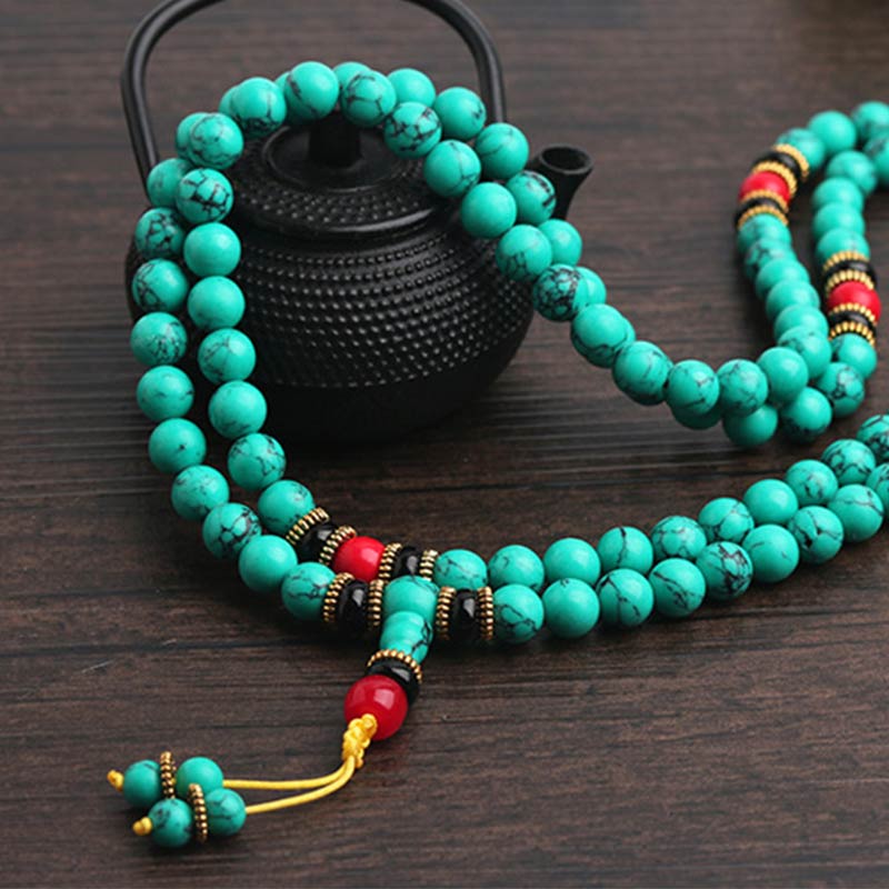 Bracelet Mala de guérison Buddha Stones de Bouddha turquoise