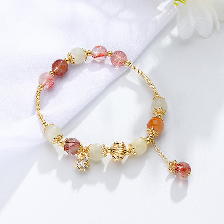 Bracelet de perles de bon augure en quartz rutile coloré œil de chat et zircon - image 5