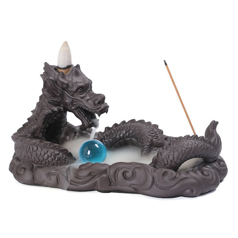 Brûleur d'encens de protection de fleur de dragon jouant à la balle