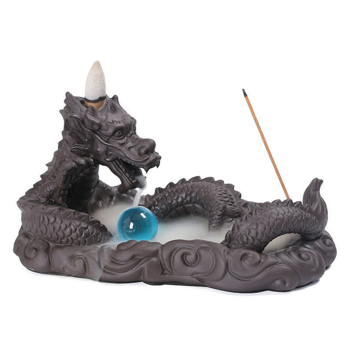 Brûleur d'encens de protection de fleur de dragon jouant à la balle
