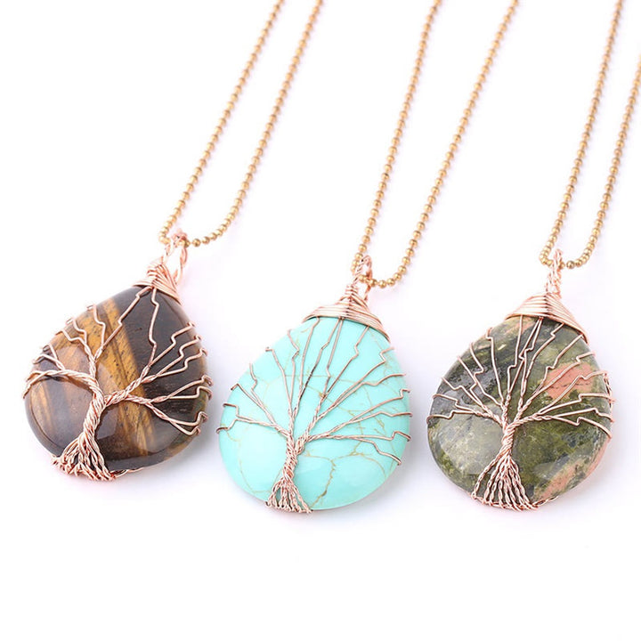Collier pendentif en cristal de quartz naturel avec énergie de guérison de l'arbre de vie en Buddha Stones - image 26