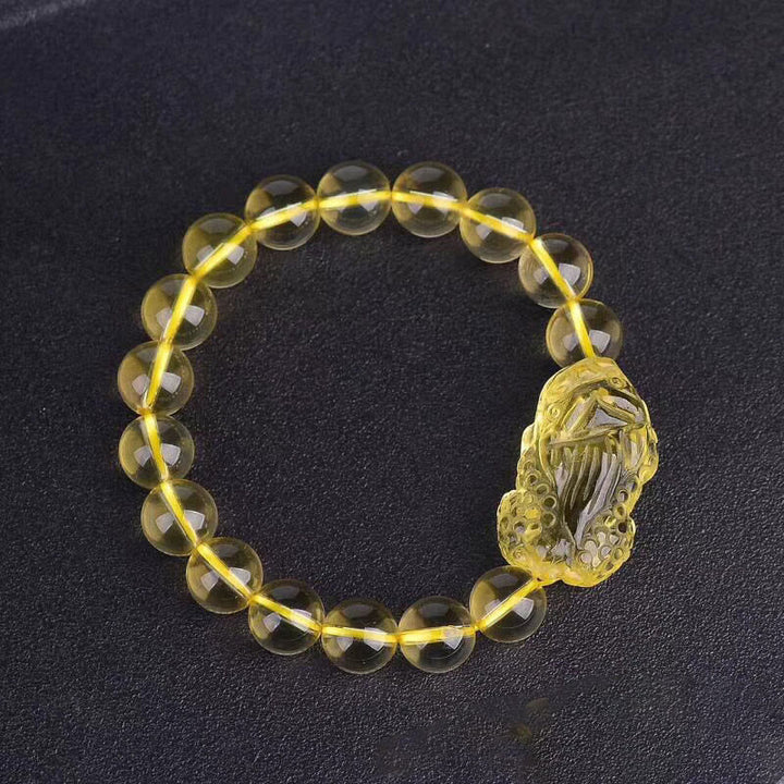 Bracelet extensible en citrine naturelle Pi Xiu