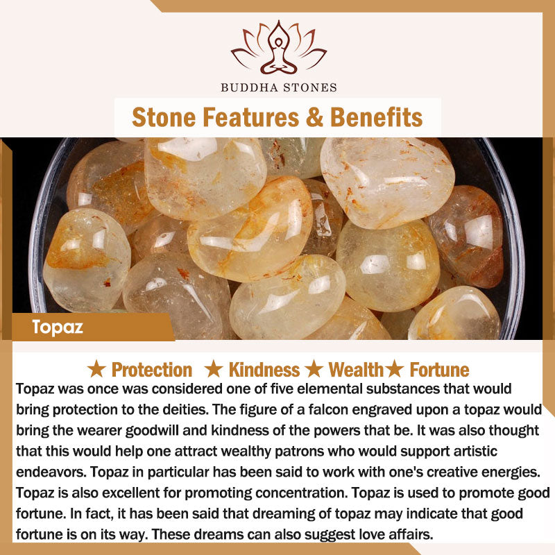 Bracelet de protection en cristal blanc avec citrine naturelle et topaze et Buddha Stones