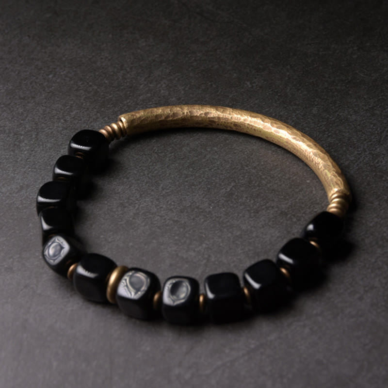Bracelet couple force cuivre cristal obsidienne noire Buddha Stones - image 9