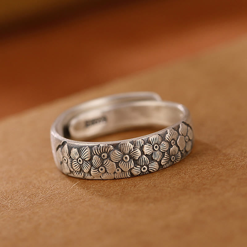 Buddha Stones d'illumination gravée en argent sterling 999 avec fleur de lotus et fleur de prunier et nuages ​​de bon augure - image 5