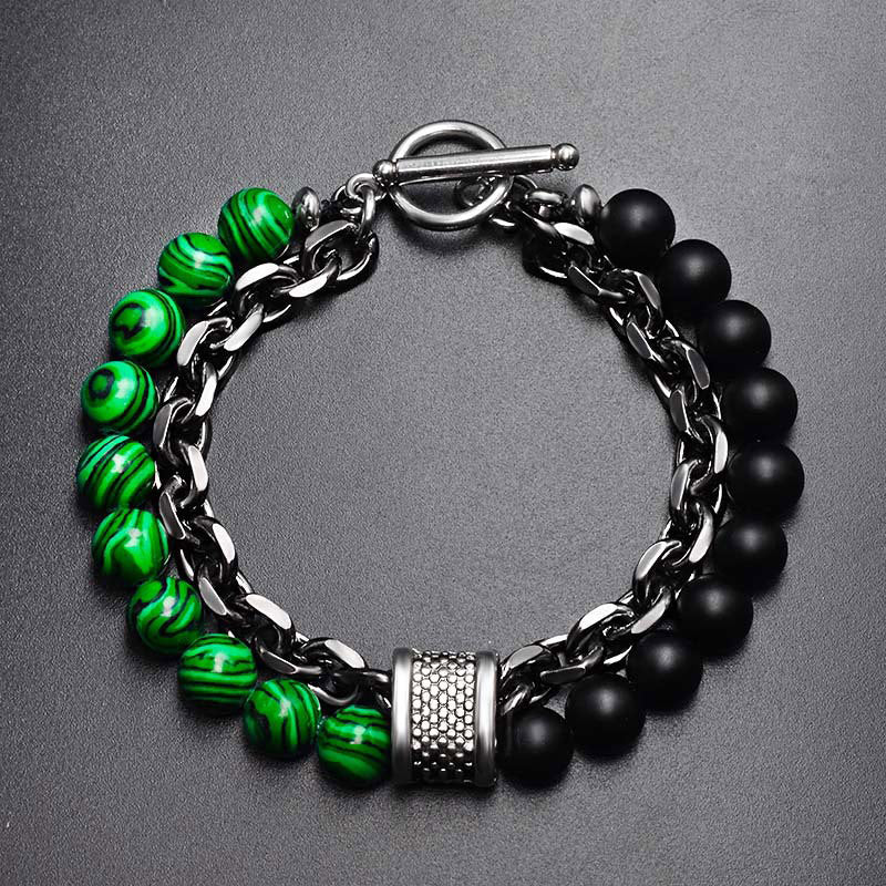 Bracelet de protection en œil de tigre naturel, lazurite et lapis-lazuli de Buddha Stones - Malachite - image 6