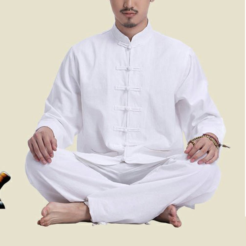 Ensemble pour homme en coton et lin avec boutons en forme de grenouille chinoise et Buddha Stones, méditation, prière, pratique spirituelle zen, yoga - image 12