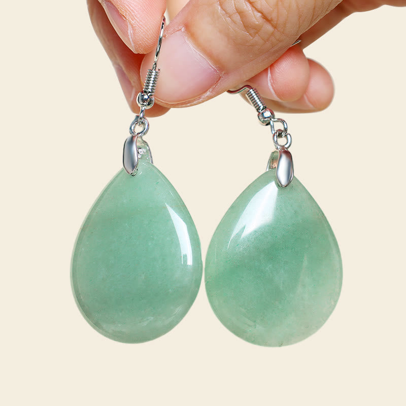 Boucles d'oreilles pendantes de guérison en aventurine naturelle Buddha Stones - image 1