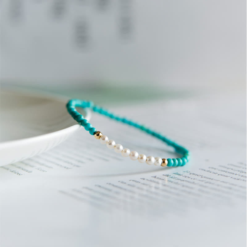 Bracelet en perles de turquoise naturelles en argent sterling 925 de Buddha Stones - image 7