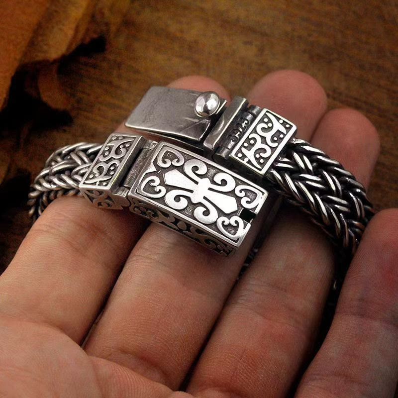 Bracelet de guérison tressé à motif totem de vigne rétro Buddha Stones
