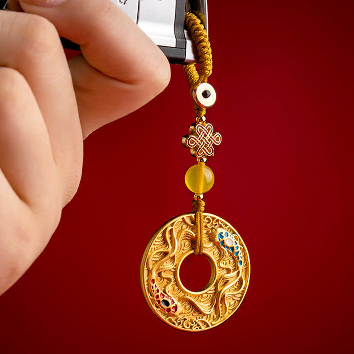 Porte-clés Buddha Stones Double Koi Fish Peace Buckle Wealth Luck