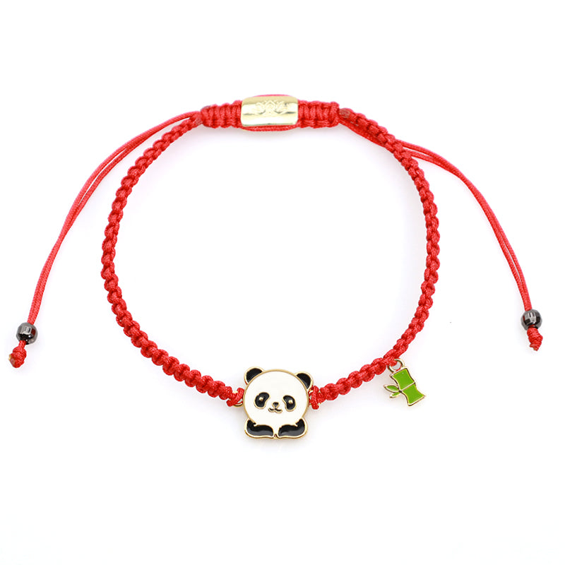 Bracelet porte-bonheur en bambou tibétain fait main avec Buddha Stones rouge