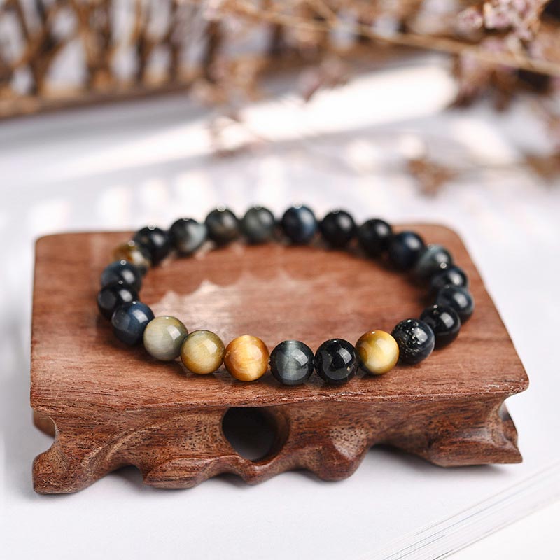 Bracelet en perles d'œil de tigre en cristal de guérison de l'anxiété et du stress Buddha Stones - Œil de tigre de rêve - 8 mm - image 5