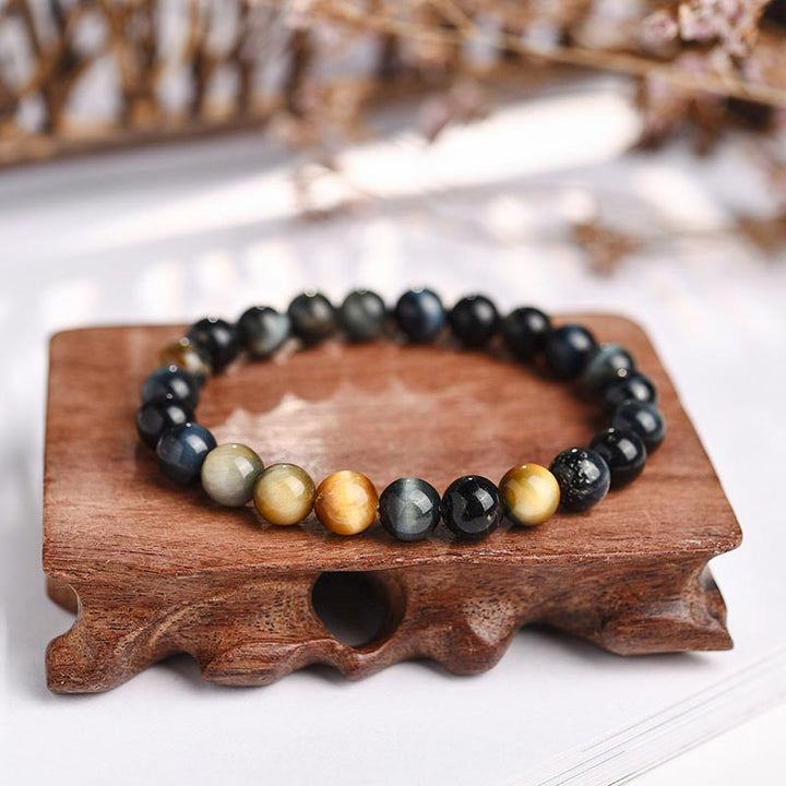 Bracelet en perles d'œil de tigre en cristal de guérison de l'anxiété et du stress Buddha Stones - Œil de tigre de rêve - 8 mm - image 5