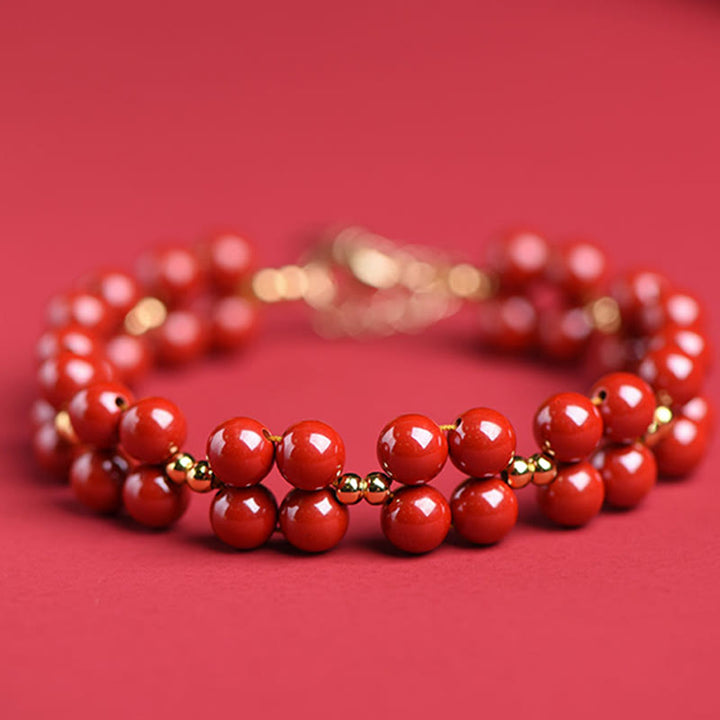 Bracelet de bénédiction en perles de cinabre naturelles de Buddha Stones