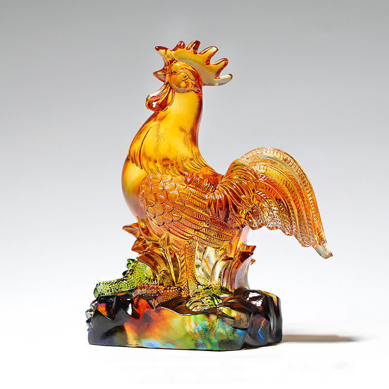 Pièce d'art en cristal de coq Liuli faite à la main, décoration d'intérieur - image 5