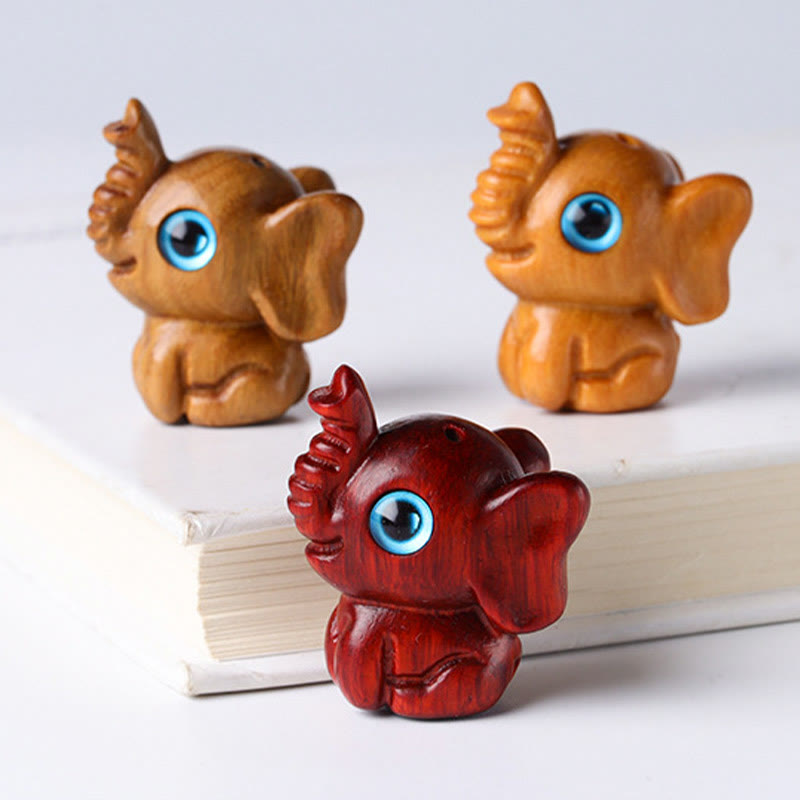 Buddha Stones Bois de santal Petite feuille Bois de santal rouge Bois de santal vert Mini éléphant porte-bonheur sculpté Décoration de protection - image 27