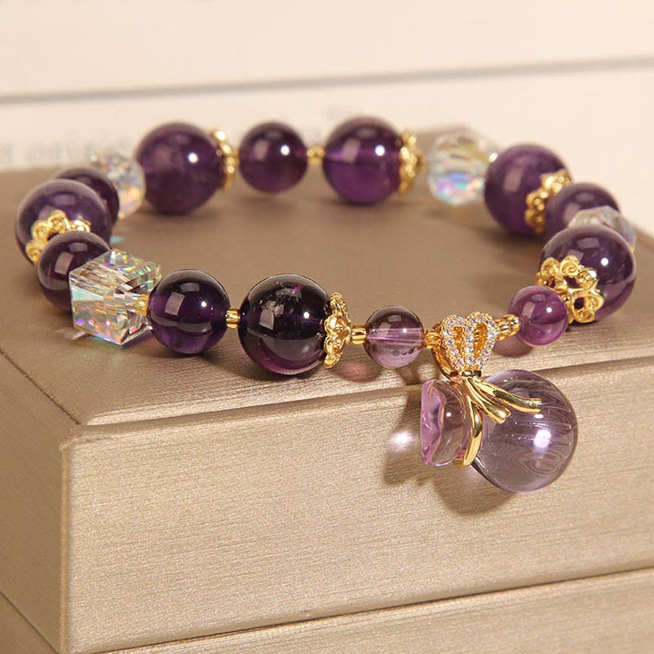 Bracelet porte-monnaie en cristal d'améthyste naturelle Buddha Stones