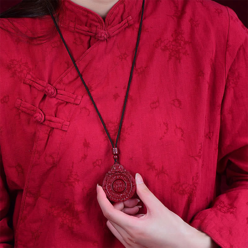 Collier pendentif en Buddha Stones avec pendentif en cinabre naturel et amulette Bagua pour éloigner les mauvais esprits - image 6