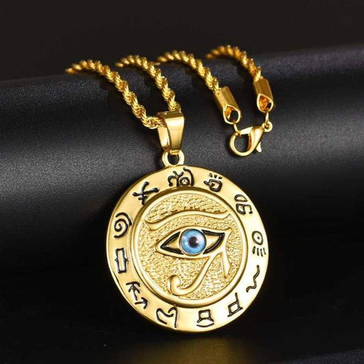 Collier pendentif de protection œil d'Horus en Buddha Stones