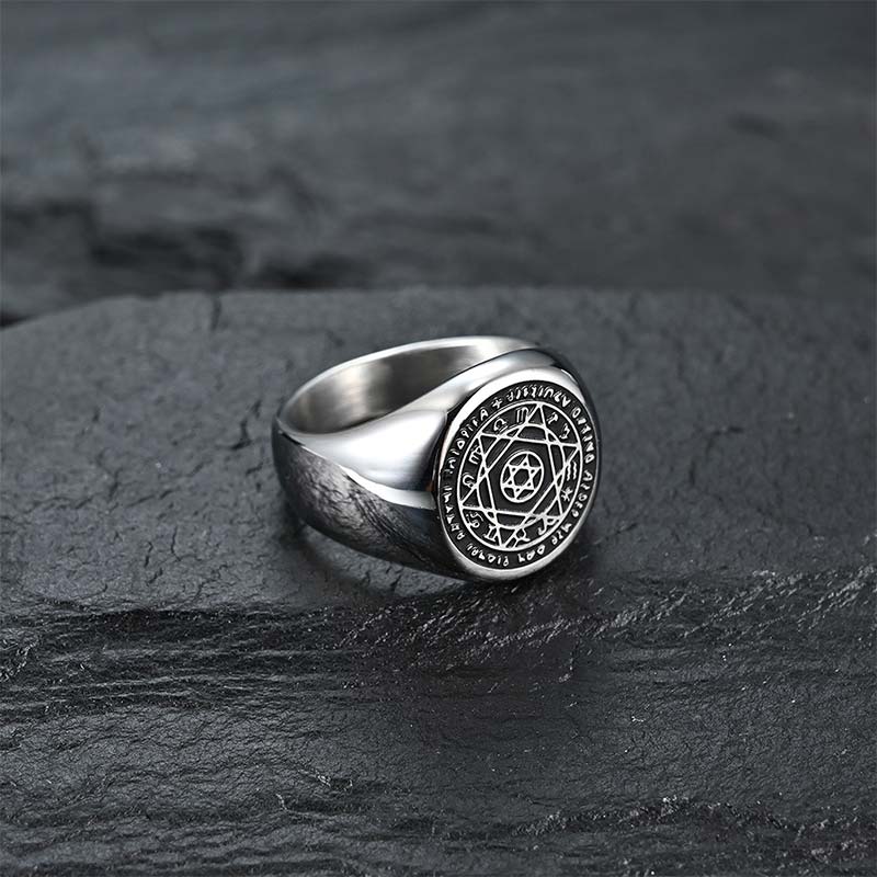 Bague de protection étoile de David avec les 12 constellations du zodiaque de Buddha Stones