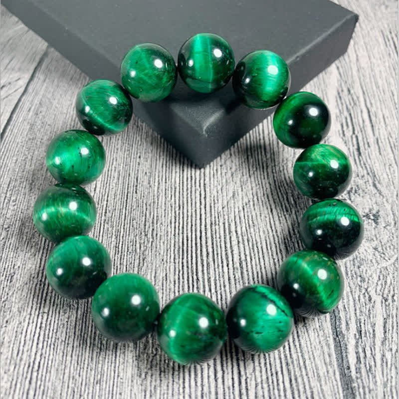 Bracelet de force en œil de tigre vert naturel Buddha Stones