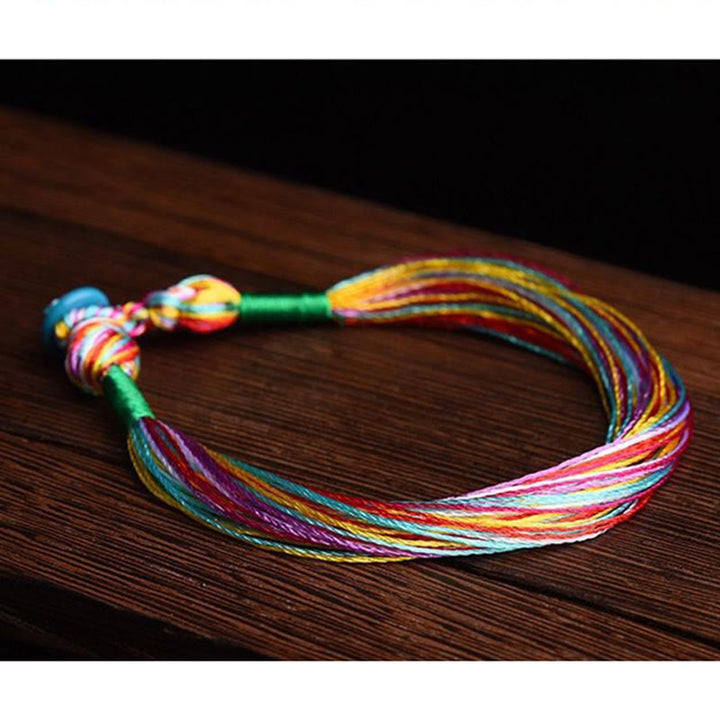 Bracelet tibétain fait main en Buddha Stones avec cinq fils colorés pour protection du festival des bateaux-dragons, pour adultes et enfants