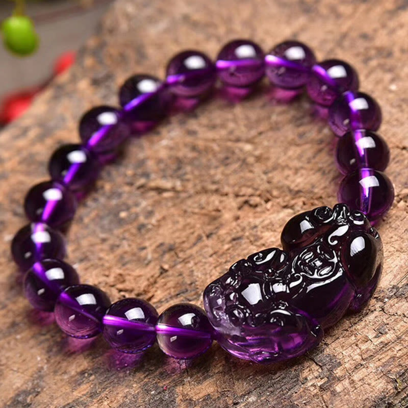 Bracelet Feng Shui en améthyste avec Buddha Stones pour la fortune et la richesse