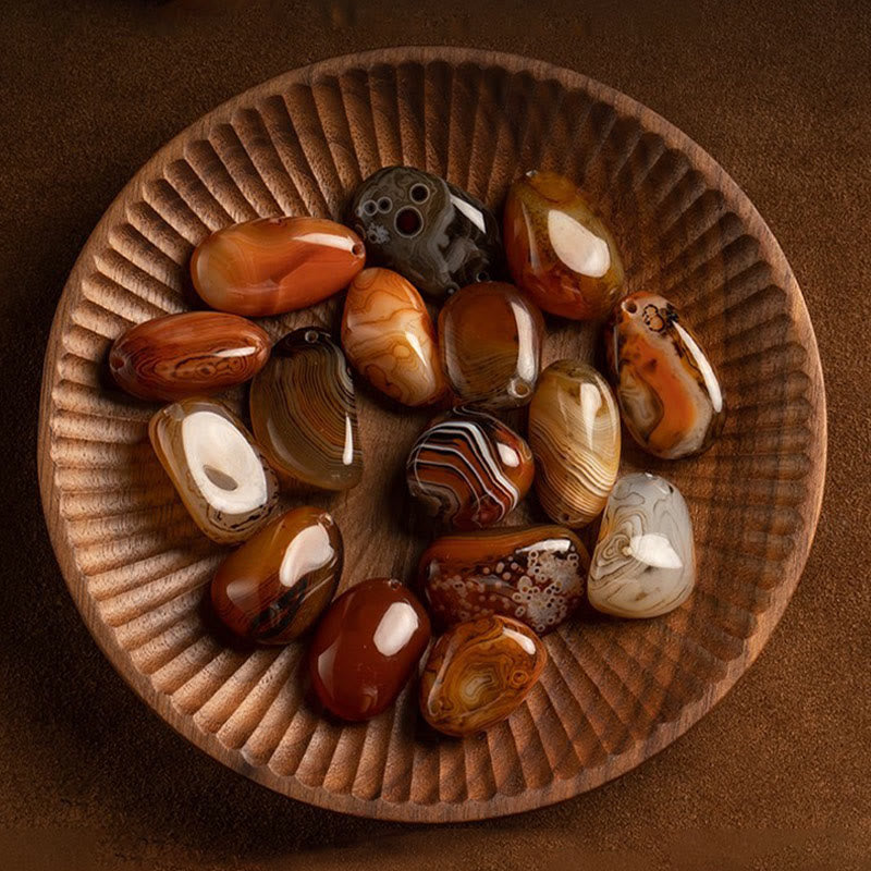 Porte-clés positif en pierre de sardonyx aléatoire Buddha Stones