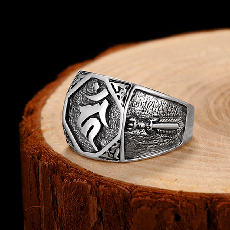 Bague ajustable en argent sterling 925 Buddha Stones et motif sanskrit sculpté - image 15