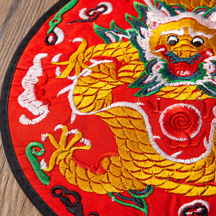 Dessous de verre brodé Buddha Stones Dragon pour tasse à thé, dessous de verre pour tasse à thé Kung Fu